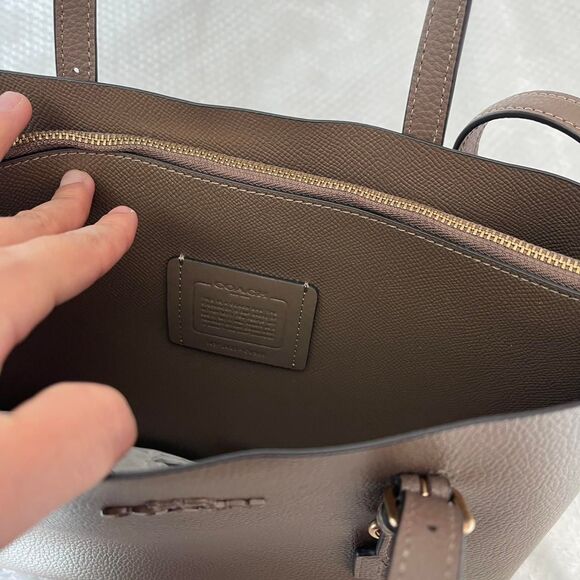 COACH MOLLIE 25 LEATHER TOTE BAG (DARK STONE) - Picture 3 of 7